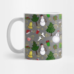 Holiday Doodles on Grey Background Mug